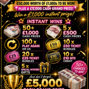✨✨ GRAND IN YOUR HAND — £50,000 WORTH OF £1,000s TO BE WON! ✨✨ £5000 END PRIZE!