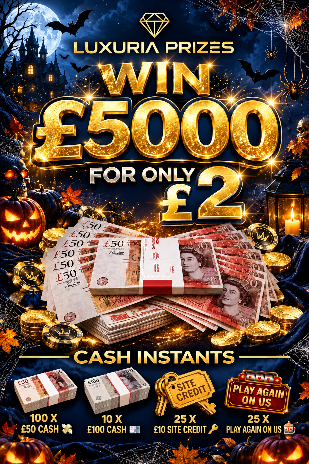 Win £5000 CASH FOR ONLY £2 WITH INSTANTS💷