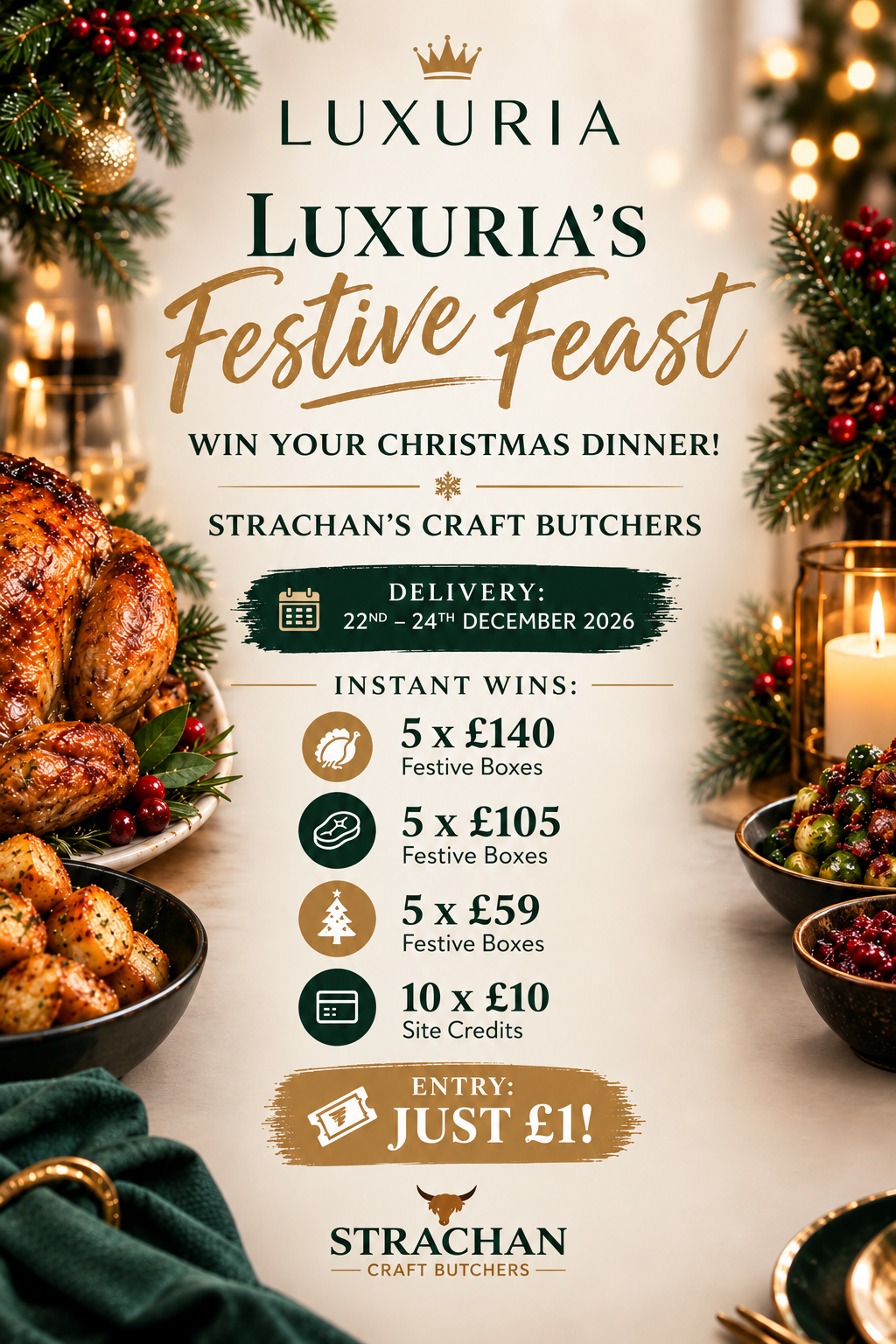 🎄 LUXURIA’S FESTIVE FEAST 🎄 🎅 WIN YOUR CHRISTMAS DINNER! ✨